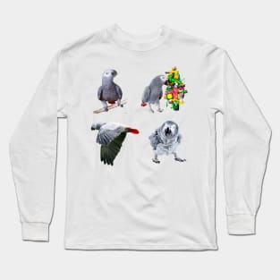 African Grey Sticker Pack Of 4 Photo Designs, great gift for African Grey Owners and Parrot Lovers. Long Sleeve T-Shirt